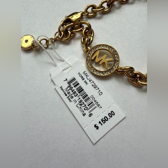 Michael Kors Gold-Tone Chain Bracelet with Logo Charms - Picture 9 of 15